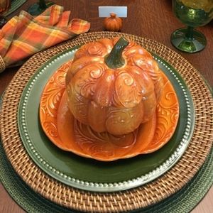 Pier 1 Imports Orange Pumpkin Lidded Bowl
